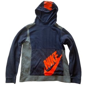 Nike boys XL sweatshirt. Blue sweatshirt with orange lettering.
